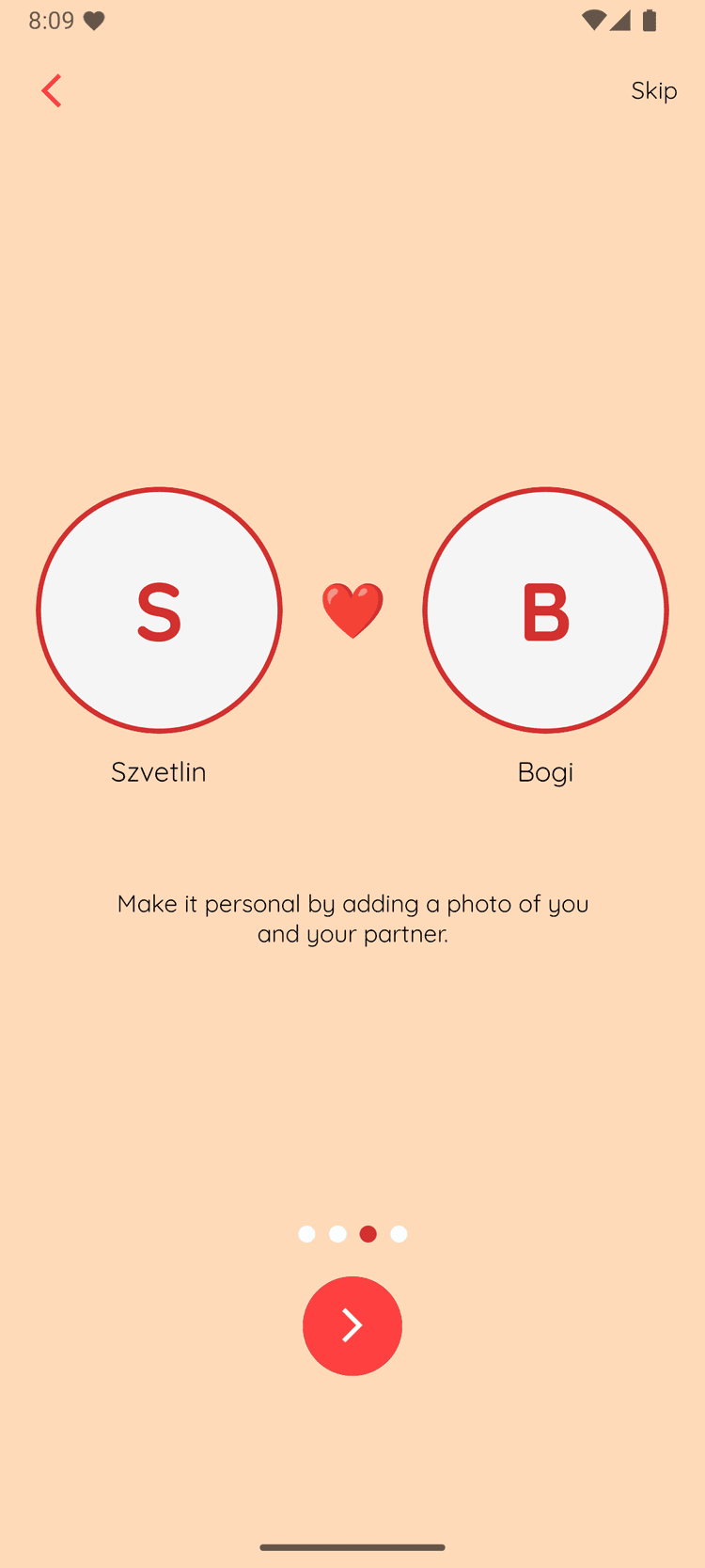 Image selector screen with placeholder