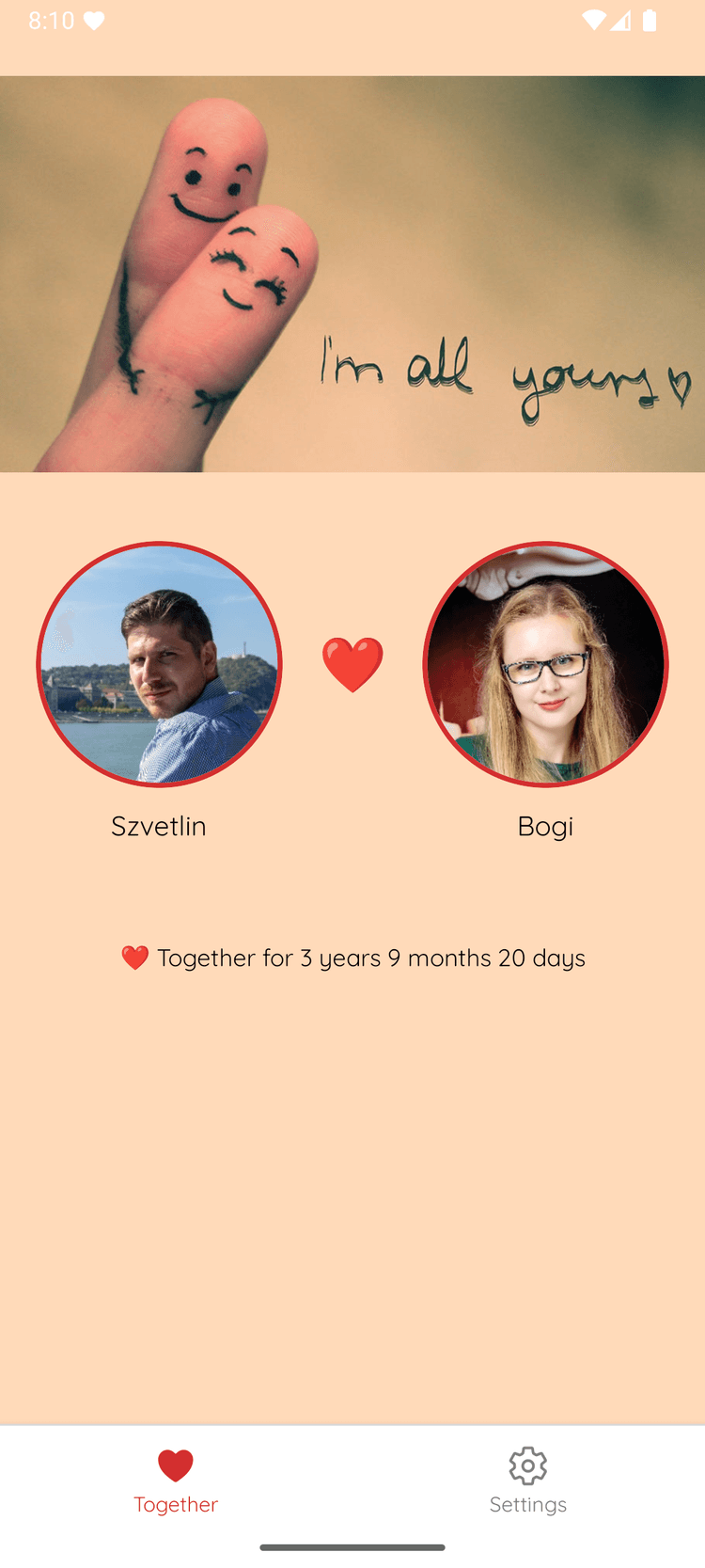 Main screen with days counter