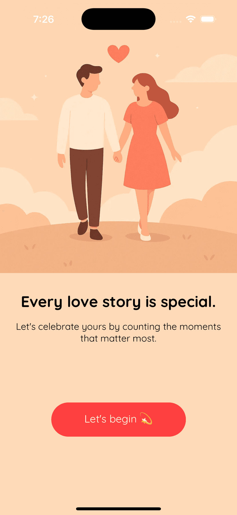 Onboarding welcome screen