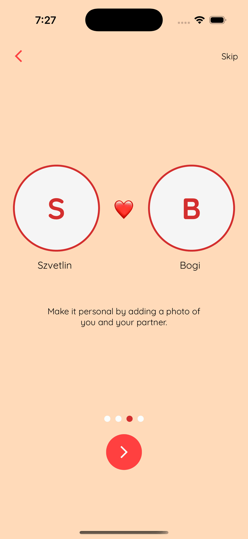 Image selector screen with placeholder