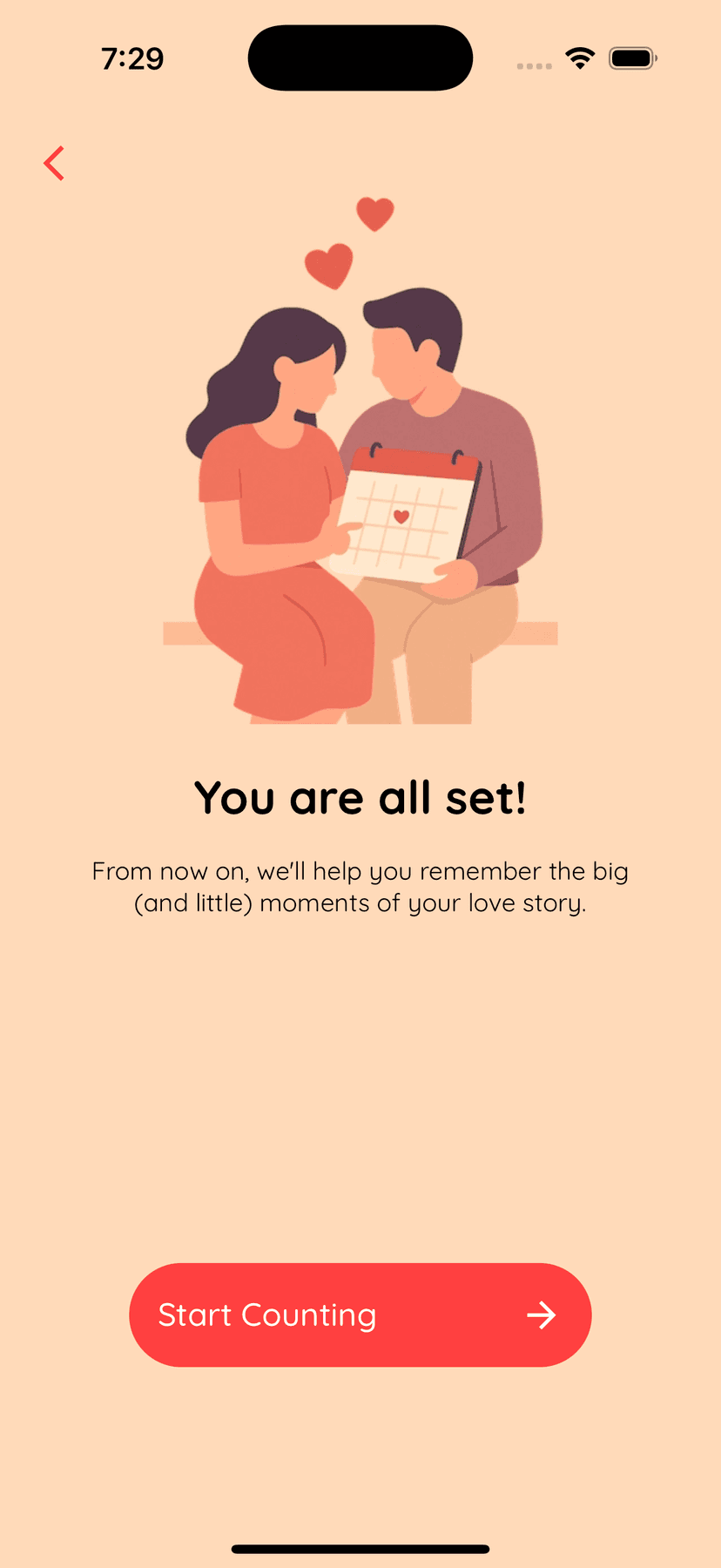 Onboarding finish screen